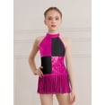 thumbnail image 6 of iiniim Girls Gymnastic Bodysuit Ballet Latin Tassel Dress Leotard Sequins Salsa Samba Dance Costume Hot Pink 12, 6 of 7