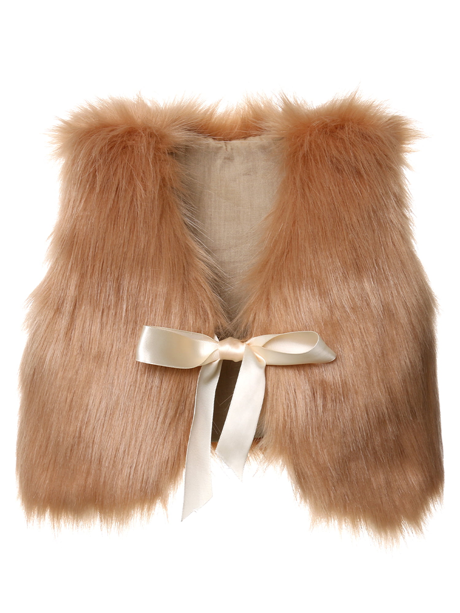 Corala Toddler Little Kids Girls Winter Warm Fluffy Synthesis Fur Sleeveless Vest Waistcoat Jacket Coat 