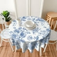 thumbnail image 3 of Nappe Ronde Bleue à Motif Floral 60 Pouces Ronde Bleue et Blanche Motif Chinoiserie Fleur Toile Nappe de Printemps Décoration Polyester Résistante aux Taches Housse de Table pour Fête Pique-Nique Déco de Cuisine Extérieur, 3 of 7