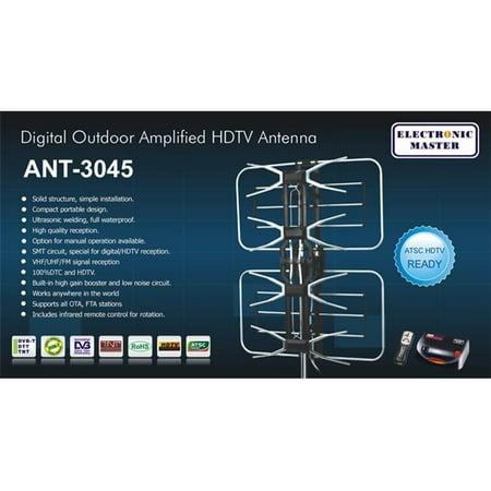 Electronic Master ANT3045 Remote Controlled Rotating Digital Outdoor Amplified HDTV Antenna Electronic Master ANT3045 Remote Controlled Rotating Digital Outdoor Amplified HDTV Antenna