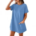 thumbnail image 5 of Jinhomg Summer Rompers for Women 2026 Casual Loose Fit Short Sleeve Jumpsuits Tie Knot Back Shorts Overalls with Pockets Sky Blue M, 5 of 10