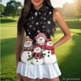thumbnail image 3 of Yuyamidu Snowman Sleeveless Golf Shirts for Women Athletic Shirts Stretchy Breathable Fabric, Quarter Zip Collar, Slim Fit, Suitable for Golf, Tennis, Casual Holiday Outings, 3 of 8