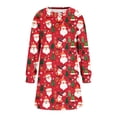 thumbnail image 5 of RKSTN Robes pour Femmes Décontractées Couleur Unie Col Rond Imprimé de Noël Robe à Capuche à Enfiler Robes Coupe Ample, 5 of 5