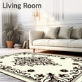 thumbnail image 2 of ODIKA 3'x5' Machine Washable Non-Slip Area Rug, Florence Vintage Damask Scrollwork Paisley Medallion Traditional High Traffic Rug, Ivory, 527024, 2 of 7