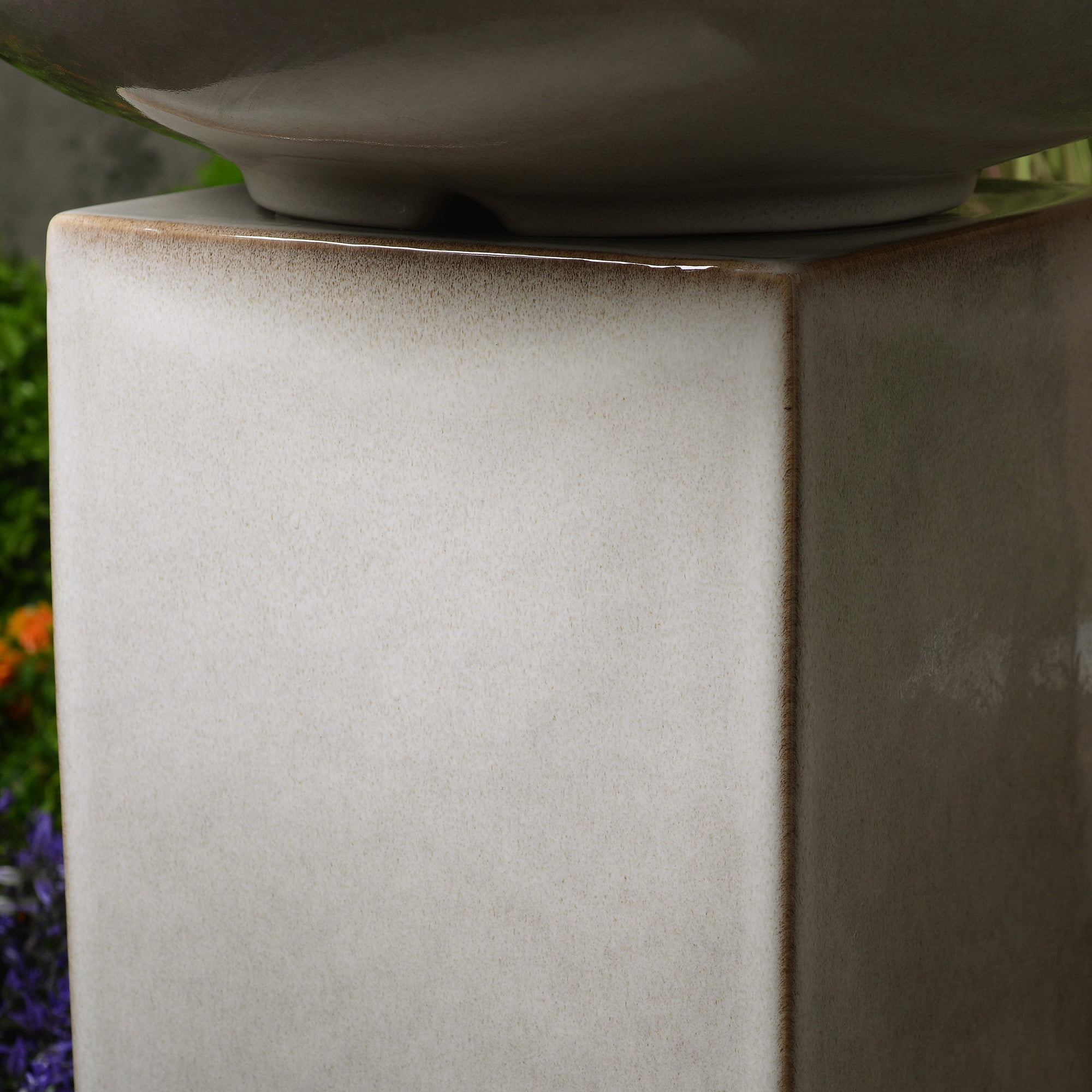 Hi-Line Gift Ltd. Ivory Ceramic Fountain with Submersible Pump and Warm White LED Lights