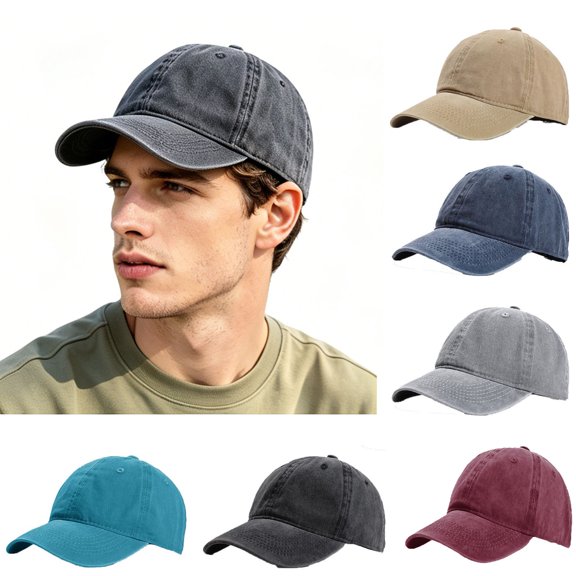 Washed Cotton Baseball Caps for Men Women, Breathable Retro Adjustable Dad Hats with , Curved Brim Ball Caps for Running, Outdoor, Daily Casual Wear