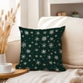 thumbnail image 3 of Ethan Taylor Landscape and Nature Throw Pillow Soft Cushion Cover 'Snowflakes Dark Green Snow Flake' Modern Pattern Decorative Square Accent Pillow Case, 16x16 Inches, Green, White, 3 of 5