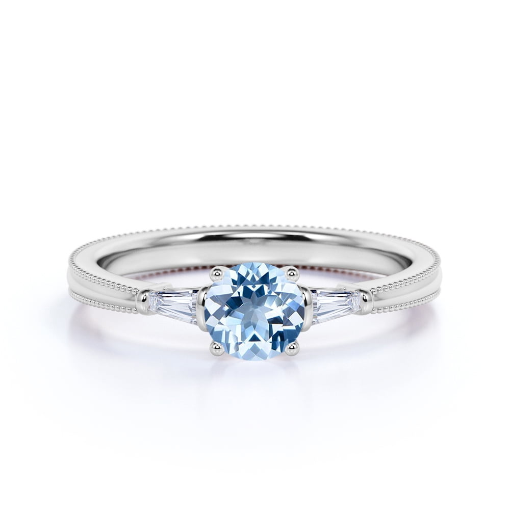 aquamarine 3 stone ring