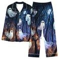 thumbnail image 2 of successthop Halloween Pajamas Spooky Printed Long Sleeve Tops with Full Pants Button with Pockets Loungewear, 2 of 3