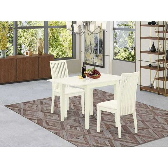 East West Furniture Dining Room Set Linen White, NDIP3-LWH-C