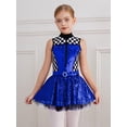 thumbnail image 4 of vastwit Kids Girls Sleeveless Checkerboard Sequins Tutu Dress Figure Ice Skating Performance Dance Party Wear Royal Blue 4, 4 of 7