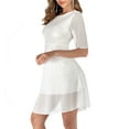thumbnail image 4 of Fznquz Mini Robes pour Femmes Élégantes Fluides Dentelle Blanche Ligne A Maille Transparente 2026 Robe Formelle Femmes, 4 of 5