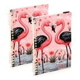 thumbnail image 2 of Pink Black Flamingos Ring Binder Notebook Journey Note Diary College Ruled Spiral Notebook Study Loose Leaf Paper A5 60 Pages, 2 of 8