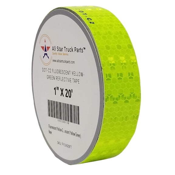 Fluorescent Yellow Green Reflective Tape DOT-C2 Conspiciuity Tape 1 in x 20 FT