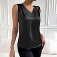 thumbnail image 5 of Women's Silk Satin Tank Tops V Neck Pleated Dressy Casual Sleeveless Blouses Summer Business Work Shirts Solid Color Tanks, 5 of 8