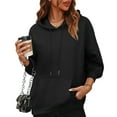 thumbnail image 6 of Oversized Hoodie Women Plain Fleece Hooded Sweatshirt with Pockets Casual Long Sleeve Pullover Sweat Shirts Y2k Tops Black XS, 6 of 6