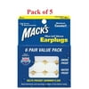 Mack's Pillow Soft Silicone Earplugs, Snore & Water Proof, 6 Pair, 5-Pack