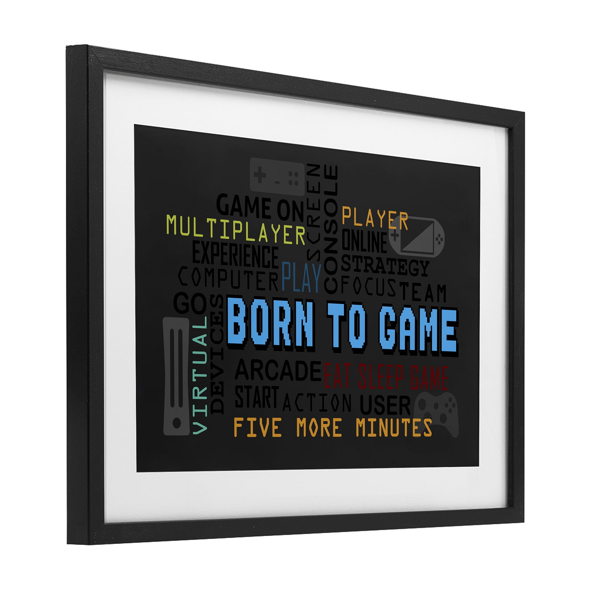 Stupell Industries Born To Game Arcade Black Framed Print Under Glass, design by Kim Allen