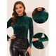 thumbnail image 2 of INSPIRE CHIC Blusa de mujer de terciopelo con cuello redondo y manga larga con estrellas brillantes metálicas Verde XS, 2 of 5