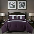 thumbnail image 2 of Chezmoi Collection Briar 7-Piece Queen Bed in a Bag Comforter Set with Sheets - Lightweight Comforter Purple Lavender Gray Luxury Pleated Stripe Bedding Set for All Season, 2 of 9