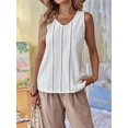 thumbnail image 6 of Linen Tank Tops for Women Summer Casual Loose V Neck Sleeveless Shirts Blouses Tunic Tops White M, 6 of 9