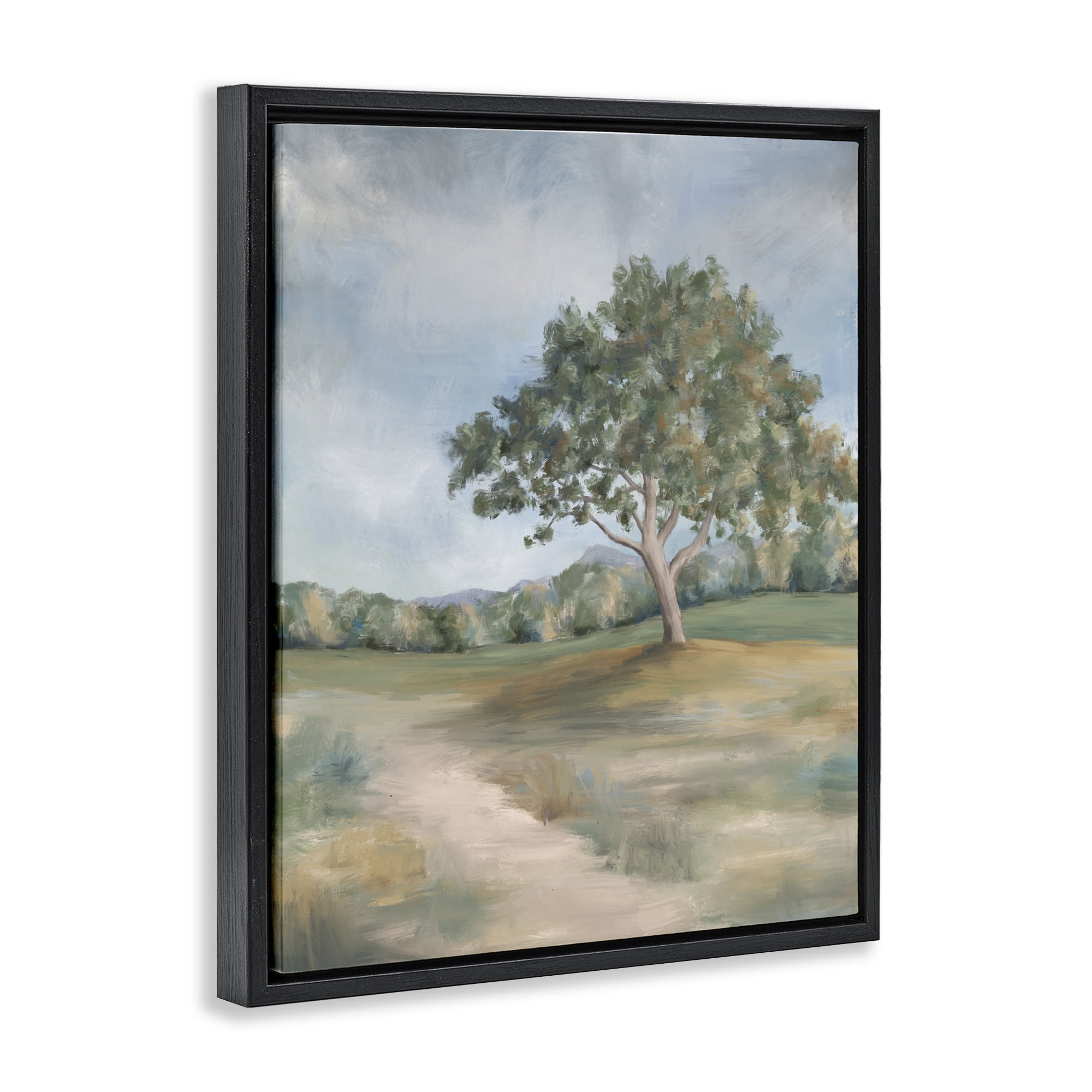 Countryside Tree Scenery Black Framed Floater Canvas Wall Art, design by Leah Noel Art