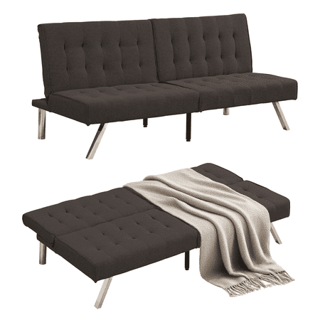 ASINMAK Convertible Sofa Bed Adjustable Couch Sleeper, Fabric Loveseat Futon Bed with Breathable Chenille, Metal Legs, and Adjustable Lounge - Perfect for Compact Living Space - Espresso