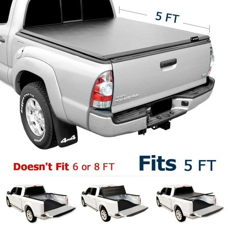 Leader Accessories Tri-Fold 5ft Soft UV Protect Tonneau Truck Bed Cover Compatible 2016 2017 2018 TOYOTA Tacoma Styleside