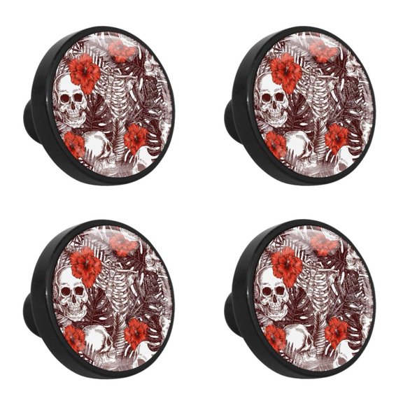4 Pcs Skull Knobs for Kitchen Cabinet Cupboard Dresser Bookcase Drawer Pulls Handles Round Home Decor