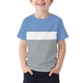 thumbnail image 2 of ITSAME Boys Short Sleeve Shirts Color Block Crewneck Tees Summer Loose Casual Tops Light Blue Size 10-11, 2 of 6
