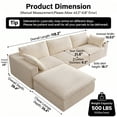 thumbnail image 4 of Oversized 118 "W Corduroy Boneless Couches with Ottoman, No Assembly Required, Modular Sectional Sofa with Removal Cushion, Comfy Plush Upholstered Couch for Apartment/Living Room, 4 of 15