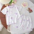 thumbnail image 2 of Staki Toddler Short Pajama Set Girls Pajamas Summer Jammies Short Sleeves Matching 2 Piece Set Trendy PJS for Little & Big Kids 3T 4T 5T Purple,1-2 Years, 2 of 4