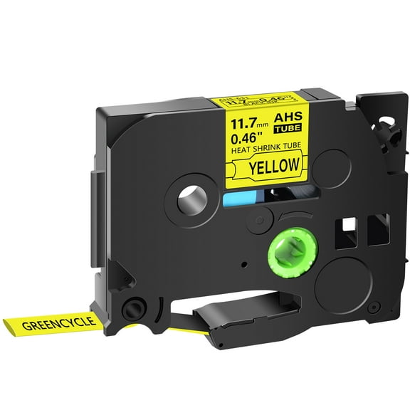 GREENCYCLE 20PK Compatible for Brother P-touch HSE-631 HS-631 HSe631 HS631 11.7mm 0.46" Black on Yellow Heat-shrink Label Tape