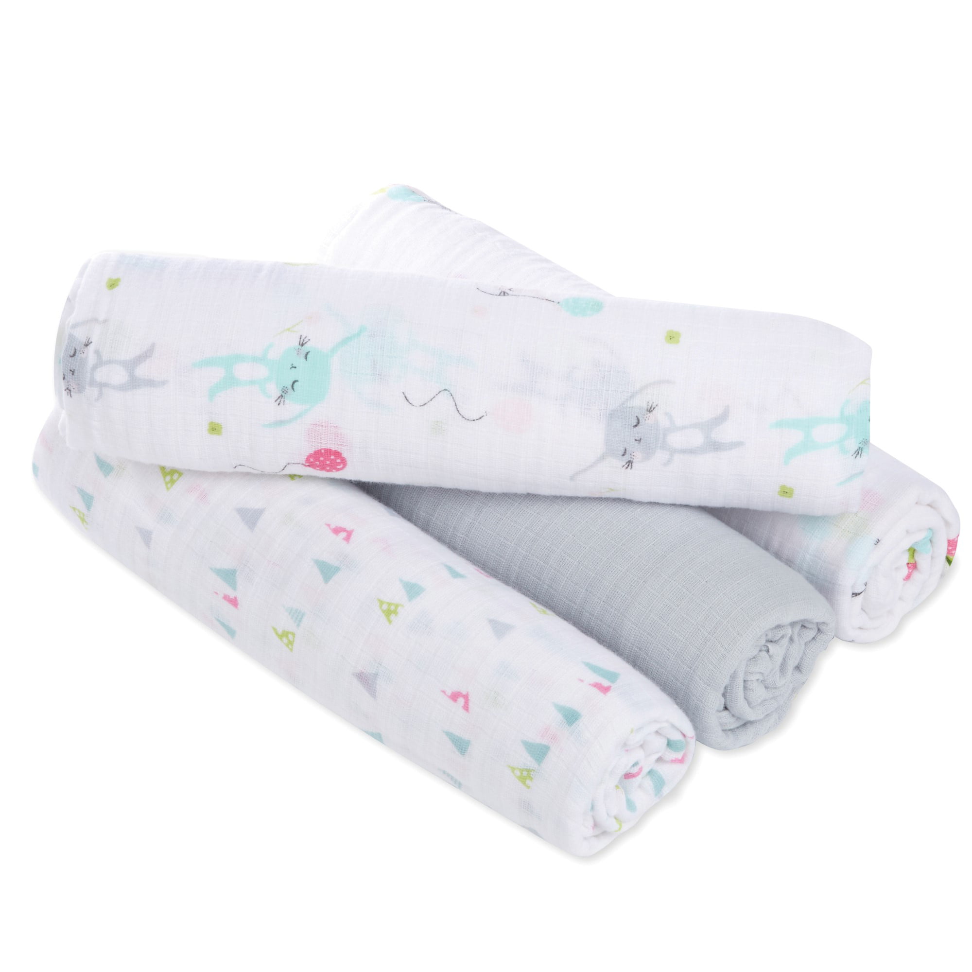 New ADEN AND ANAIS Swaddle Muslin Cotton Blanket Fox Zigzag baby 
