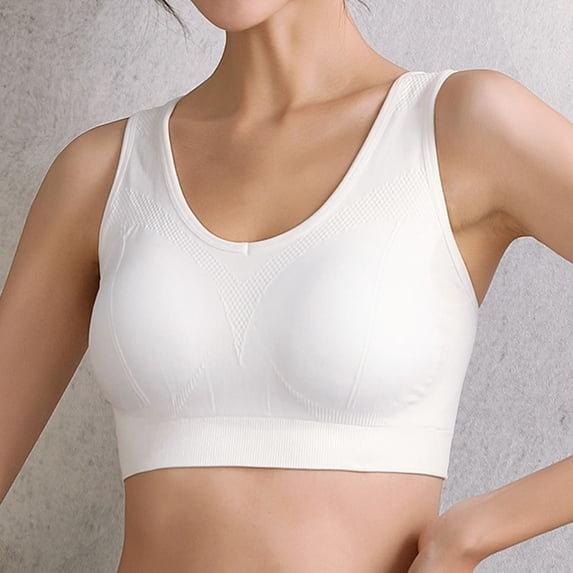 Wdgfv Rimless Yoga Running Sports Bra for Women with Removable Pads Supportive Straps Comfort Activewear White M
