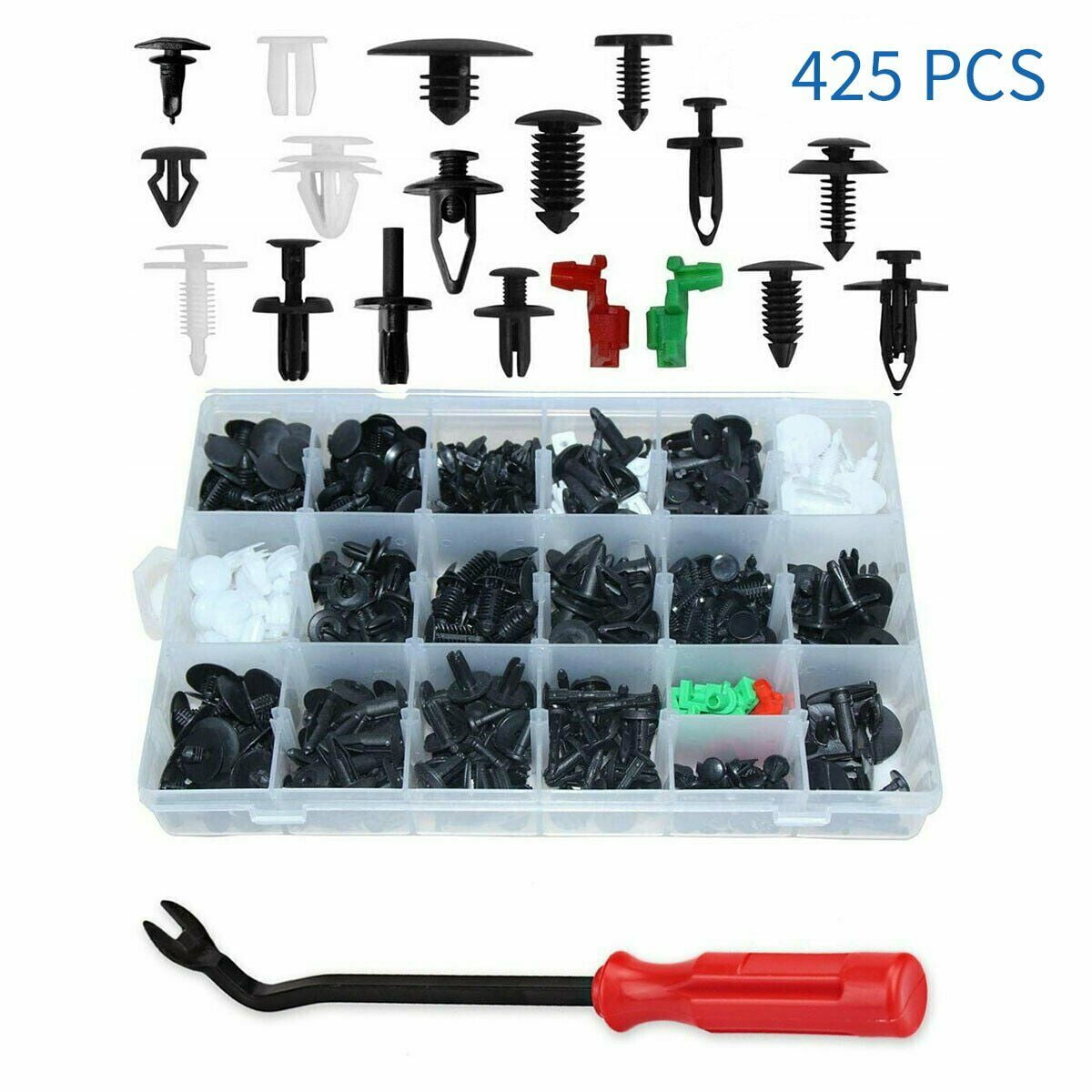 25pc+Fastener Remover Pack Nylon Bumper Cover Push Type Front & Rear Retainers Clips and Fastener Remover for Toyota 90467-07188 Camry Tundra & 4 Runner 2002 QMET 8mm 25 Pcs 