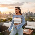 thumbnail image 3 of Women’s Cropped Knit Shrug Top Lightweight Bell Sleeve Summer Cover-Up, Soft Breathable Cropped Cardigan Shrug for Casual & Beach, Cropped Shrug Women, 3 of 11