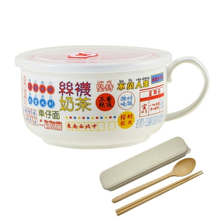 

Haifle Letter Print Microwave Noodle Bowl With Lid Ceramic Bowl For Dormitory Japanese Noodle Bowl For Student-b
