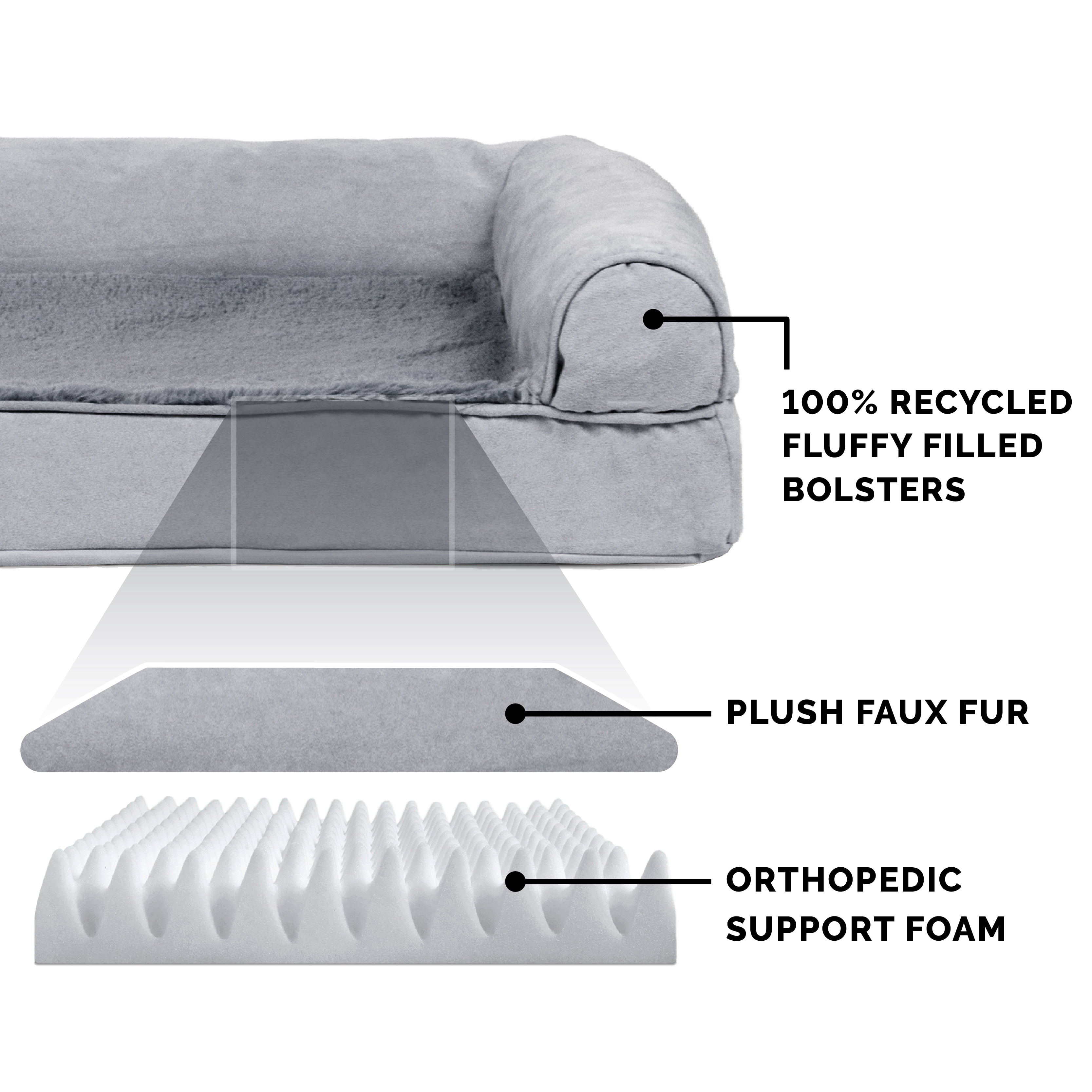 FurHaven Plush & Suede Orthopedic Sofa Pet Bed for Dogs & Cats - Gray, Jumbo