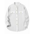 thumbnail image 3 of Women'S Loose Fit Batwing Sleeve Waffle Knit Button Down Shirt Shacket Tops White XL, 3 of 8
