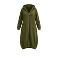 thumbnail image 5 of Agkizg Girls Double Zip Mid Length Coat Hooded Winter Overcoat with Pockets Solid Color Warm Casual Outerwear, 5 of 6