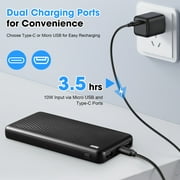 Solpowben 20000mAh Power Bank with Micro & Type-c inputs, Portable Charger with Dual USB Output for iPhone, Android, Galaxy, Pixel - Outdoor Battery Pack(Black)