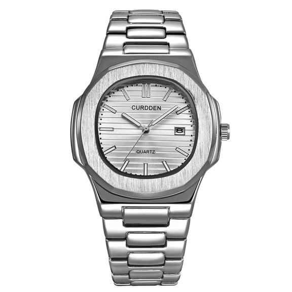 Kukoosong Watch for Men Stainless Steel Luxury Men Fashion Nautilus Analog Sport Quartz Men's Wrist Watches Silver