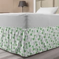 thumbnail image 1 of Dino Bed Skirt, Continuous Dinosaur Cartoon Palm Trees Sun Motifs, Elastic Bedskirt Dust Ruffle Wrap Around for Bedding Decor, 4 Sizes, Fern Green Hunter Green, by Ambesonne, 1 of 2