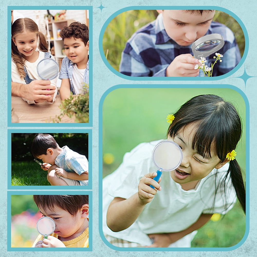 72Pcs 6 Colors Plastic Handheld Magnifier for Children Mixed Color 100x42.5x8.5mm 12pcs/color