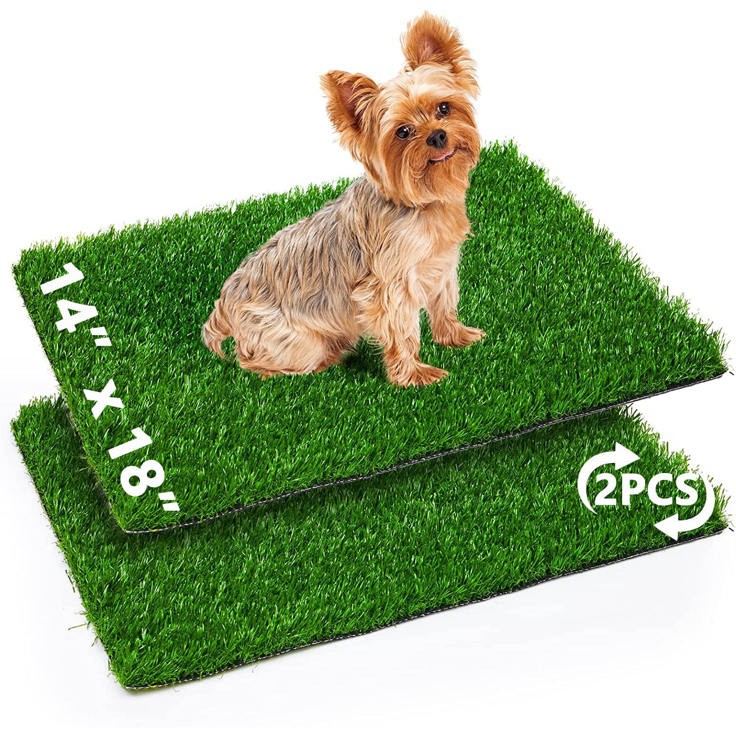 14 x 18 inch Artificial Grass Puppy Pee Pad, 2Pack Reusable Fake Grass Turf for Dog Potty