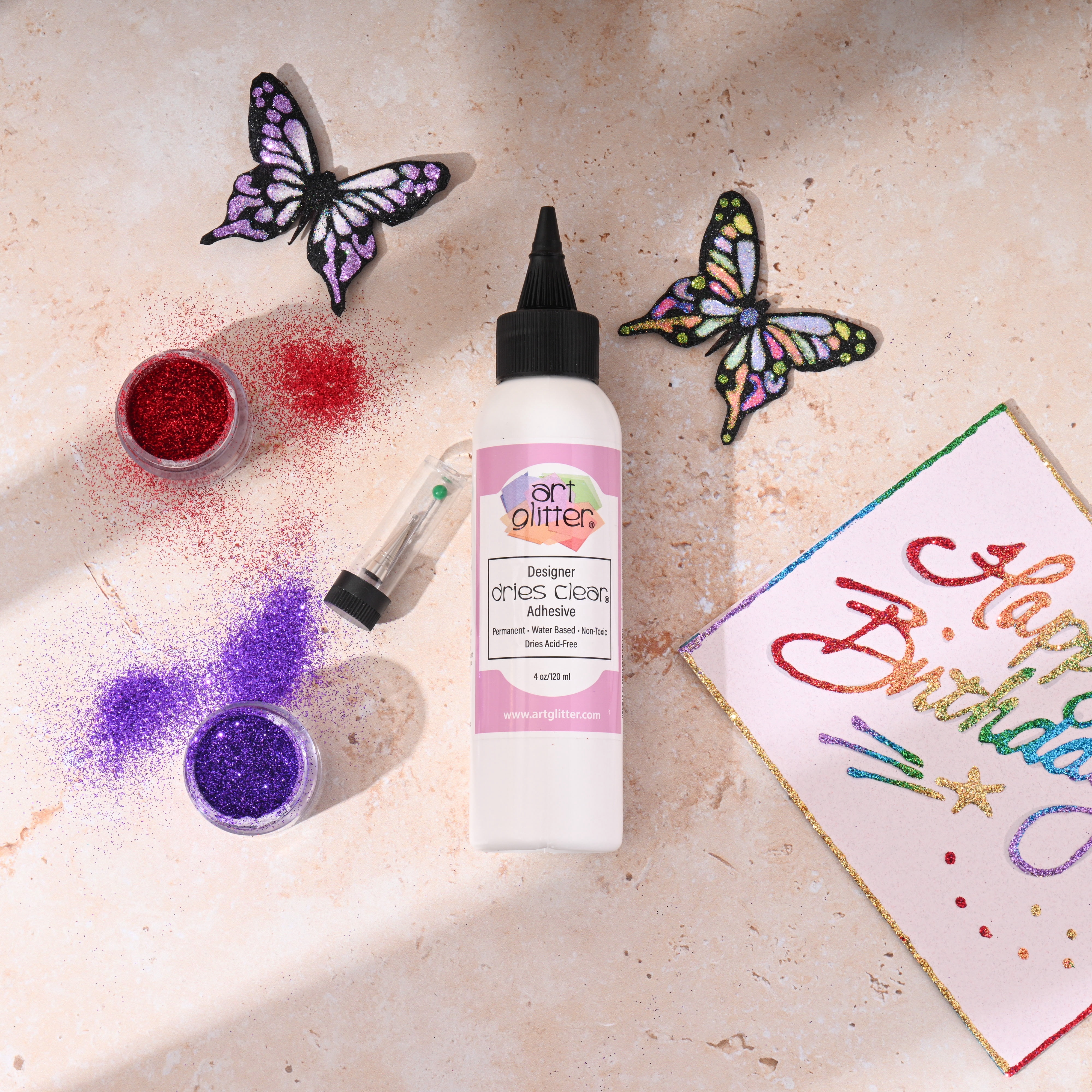 Art Glitter Precision Clear Adhesive Craft Glue 4oz with Metal Tip