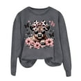 thumbnail image 4 of Luwomo Casual Sweatshirts Womens Cartoon Pattern Oversize Crewneck Long Sleeve Loose Fit Pullover Tops Grey,S, 4 of 6