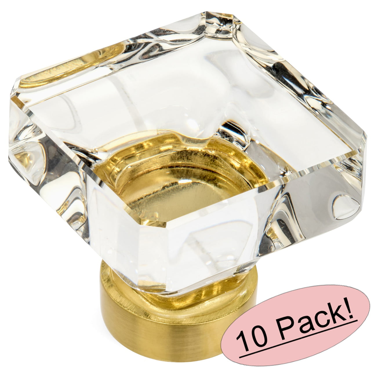 10 Pack - Cosmas 6377BB-C Brushed Brass Cabinet Hardware Square Knob