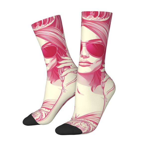 Rateoe Ace Of Diamonds Lady for Women Casual Calf Socks - Cute Crew Socks - Thin Soft Above Ankle Socks Size 5-11